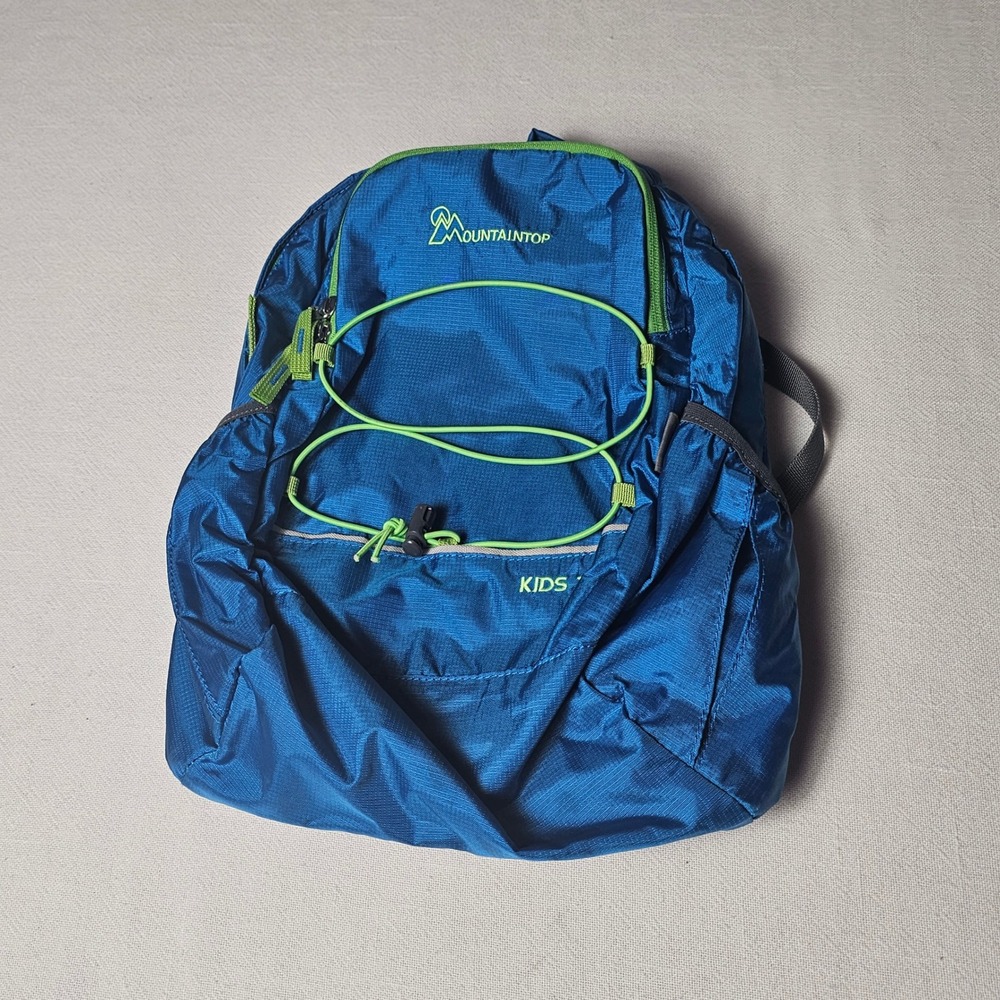 Mountaintop Kids Hiking Backpack Blue Lime Green Outdoor Daypack Lightweight